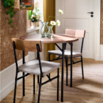 Folding Round Dining Table Set with 2 Chairs, Space Saving Breakfast Nook Furniture